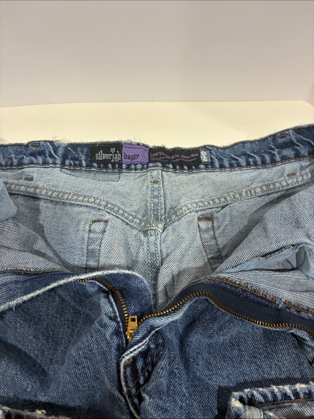 SilverTab Men's Light Blue Baggy Relaxed Jeans Grundge Ready